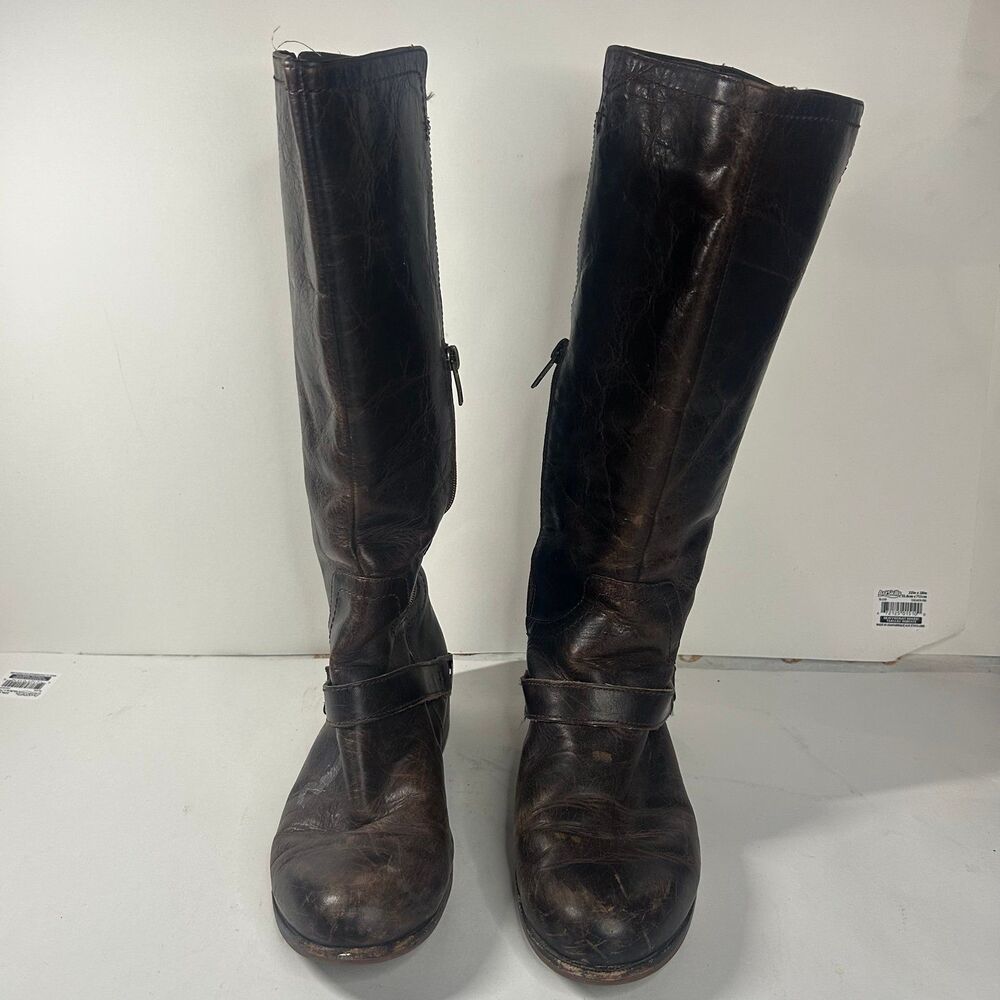 UGG Women’s Brown Leather Tall Riding Boots Size 7.5 Moto Harness Zip Boots